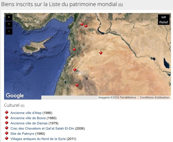 Biens inscrits sur le patrimoine mondial en Syrie - site de l'UNESCO